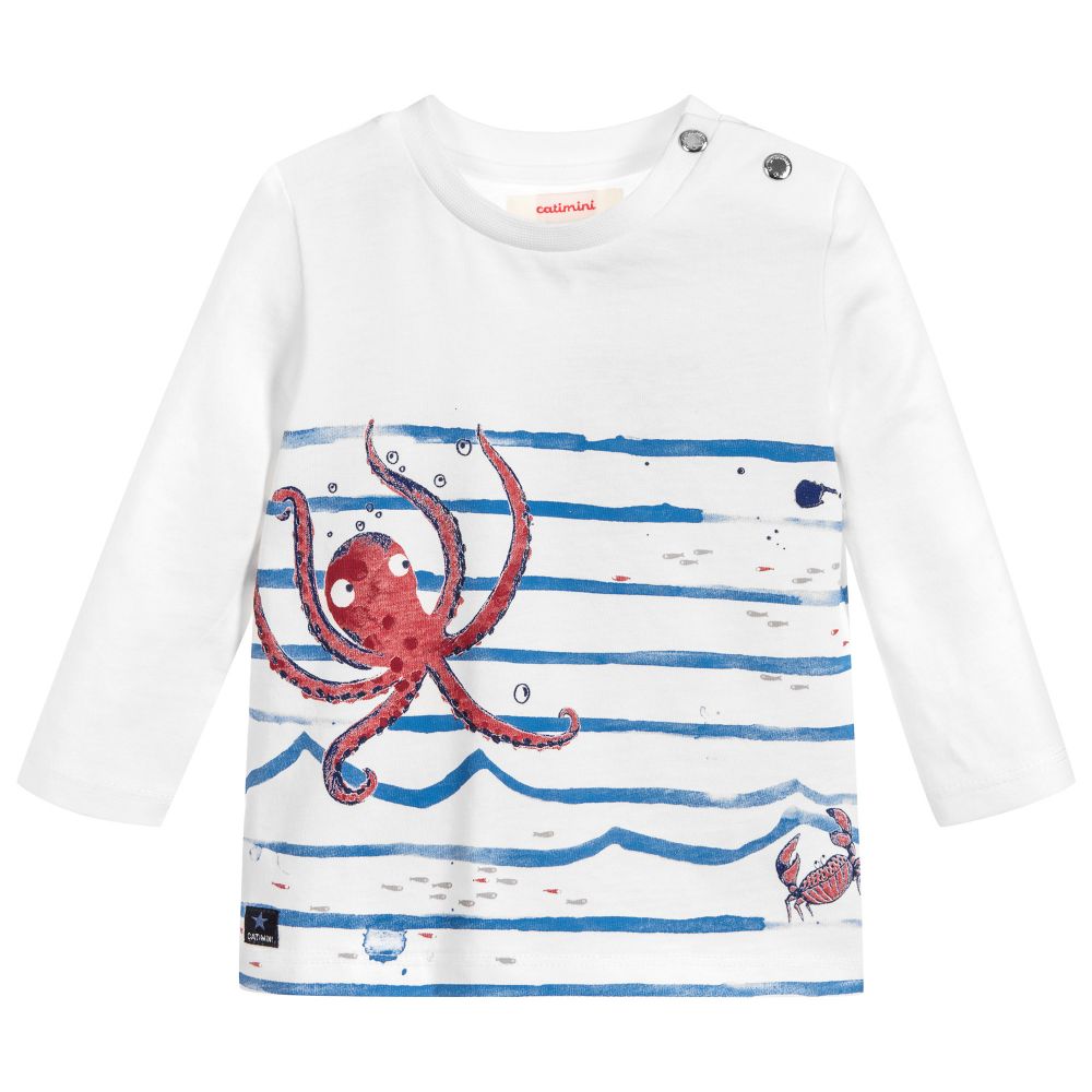 Catimini - Boys Octopus Stripe Top | Childrensalon