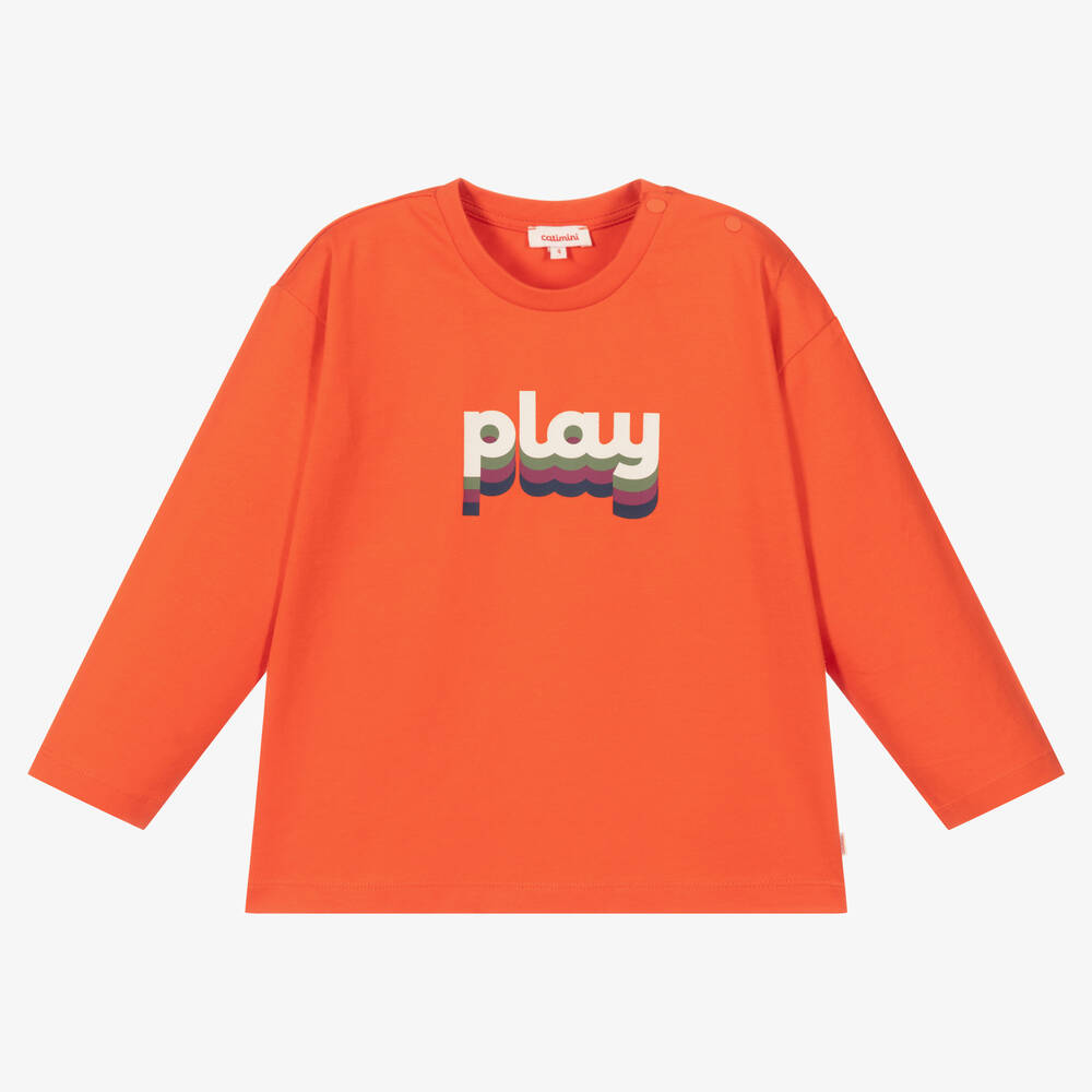 Catimini - Boys Orange Cotton Top | Childrensalon