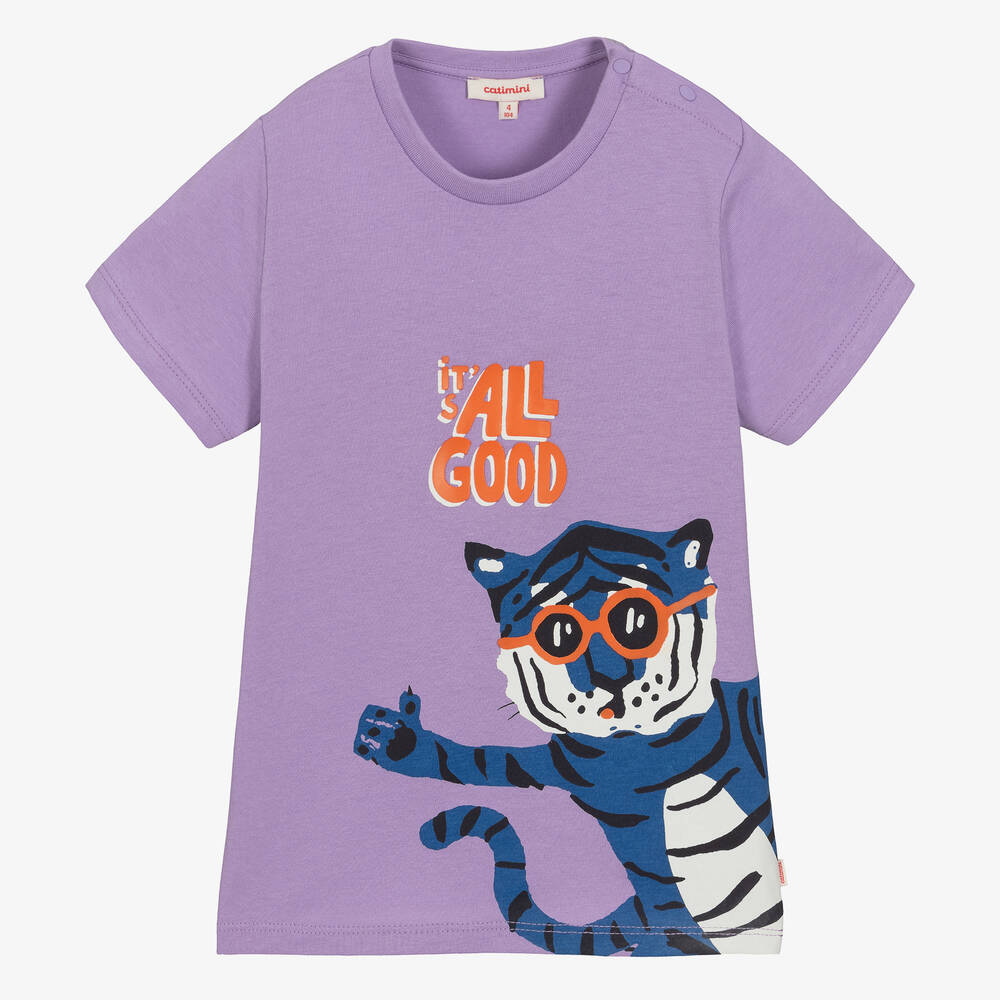 Catimini Boys Purple Cotton T Shirt Childrensalon Outlet