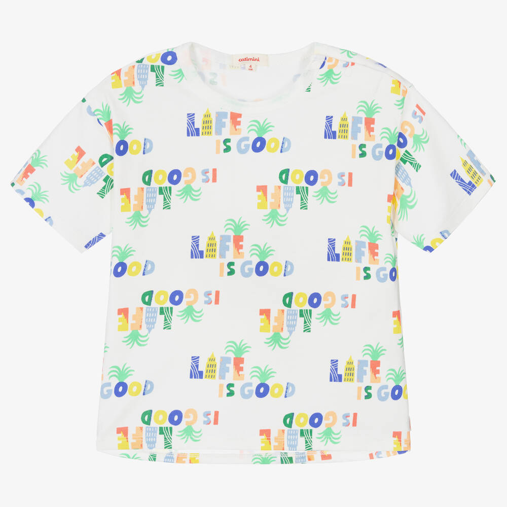 Catimini - Boys White Cotton T-Shirt | Childrensalon