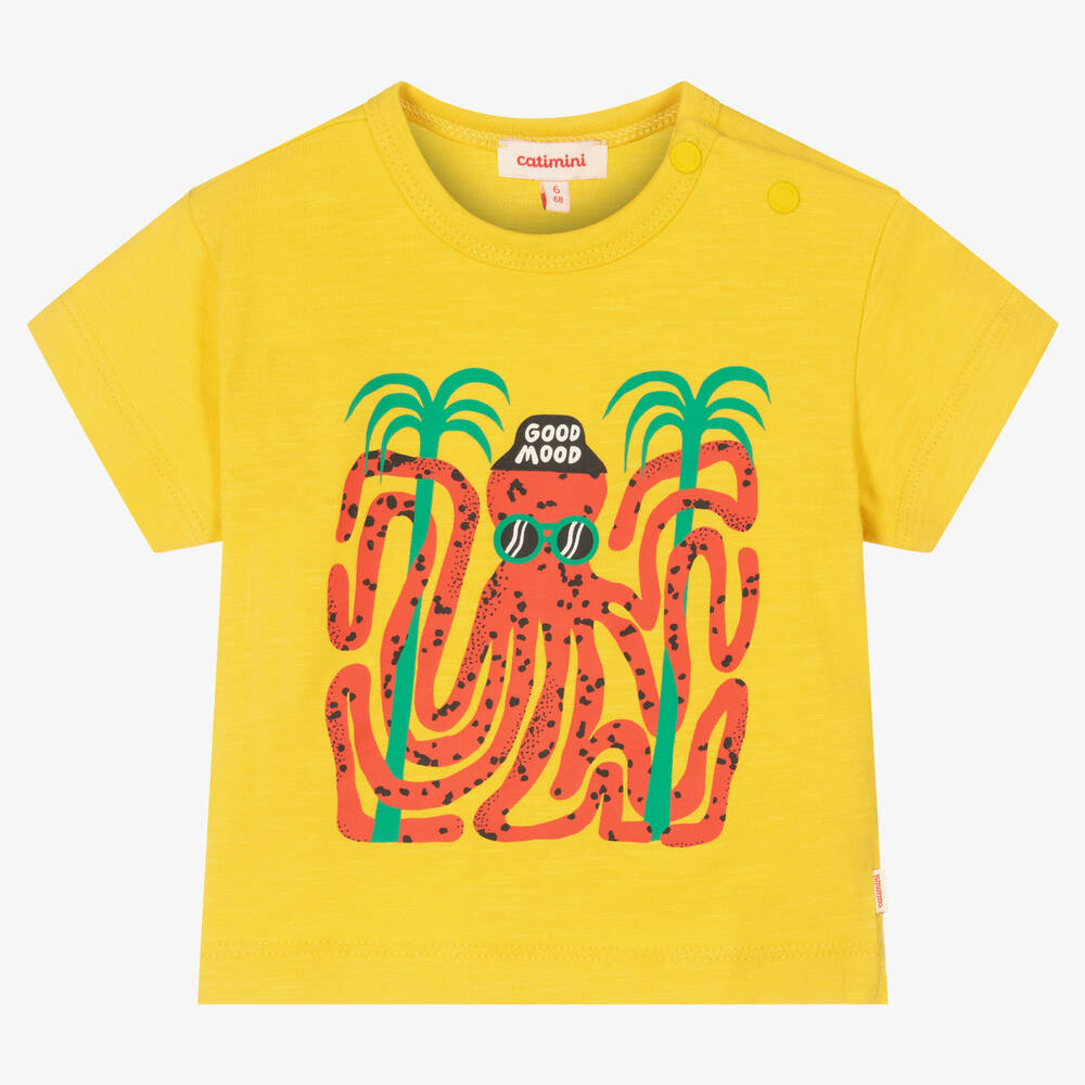 Catimini-Boys Yellow Cotton Jersey T-Shirt | Childrensalon Outlet