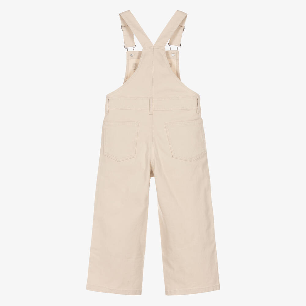 Catimini-Girls Beige Cotton Twill Dungarees | Childrensalon Outlet