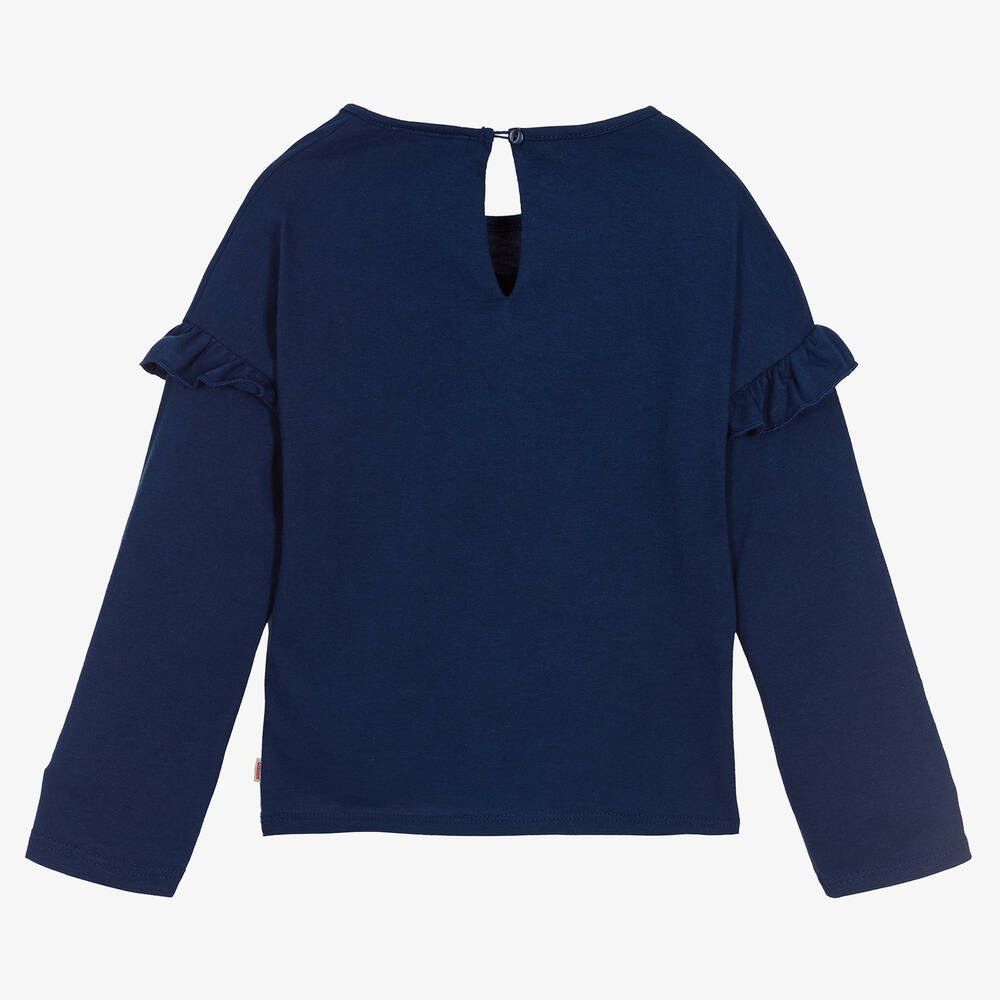 Catimini-Синий хлопковый топ с пантерами для девочек | Childrensalon Outlet