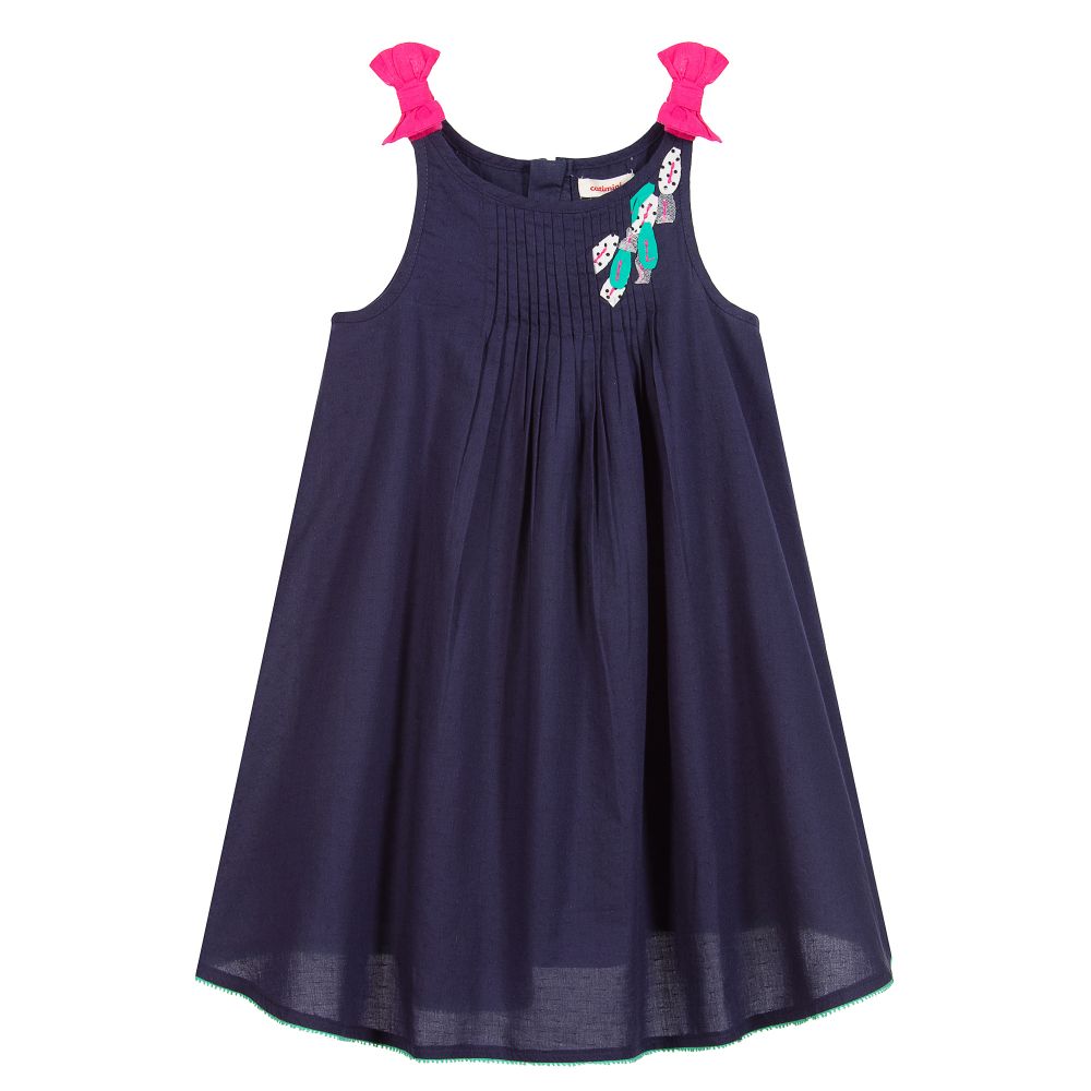 Catimini - Girls Blue Cotton dress | Childrensalon