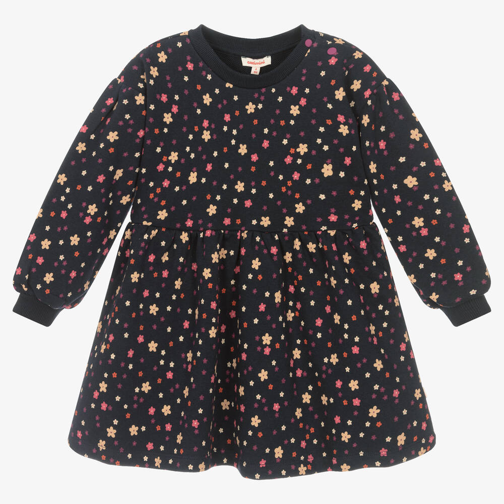 Catimini - Girls Blue Cotton Floral Dress | Childrensalon