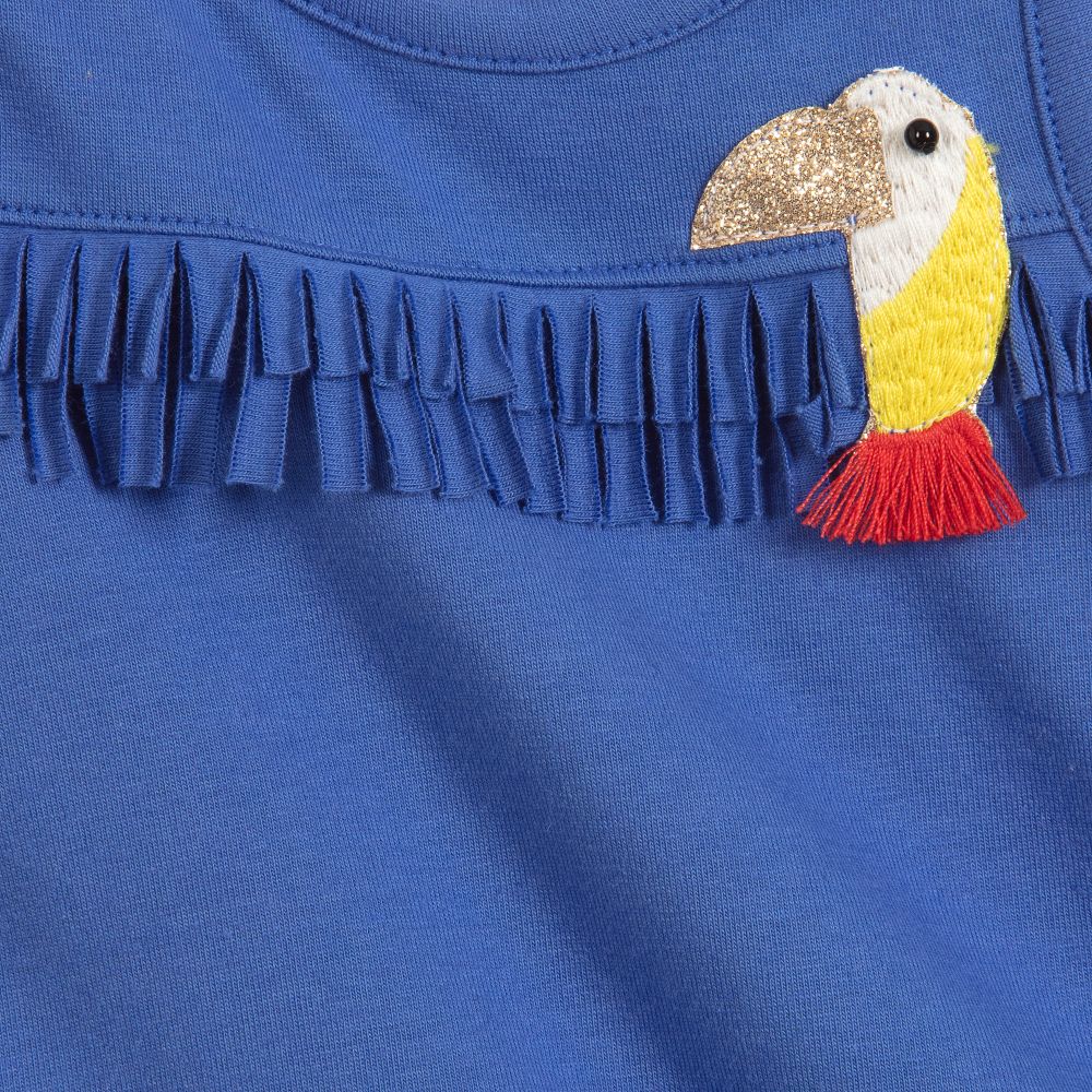 Catimini-Girls Blue Cotton Parrot Top | Childrensalon Outlet