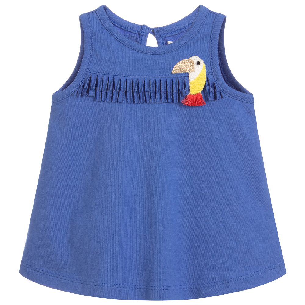 Catimini - Girls Blue Cotton Parrot Top | Childrensalon