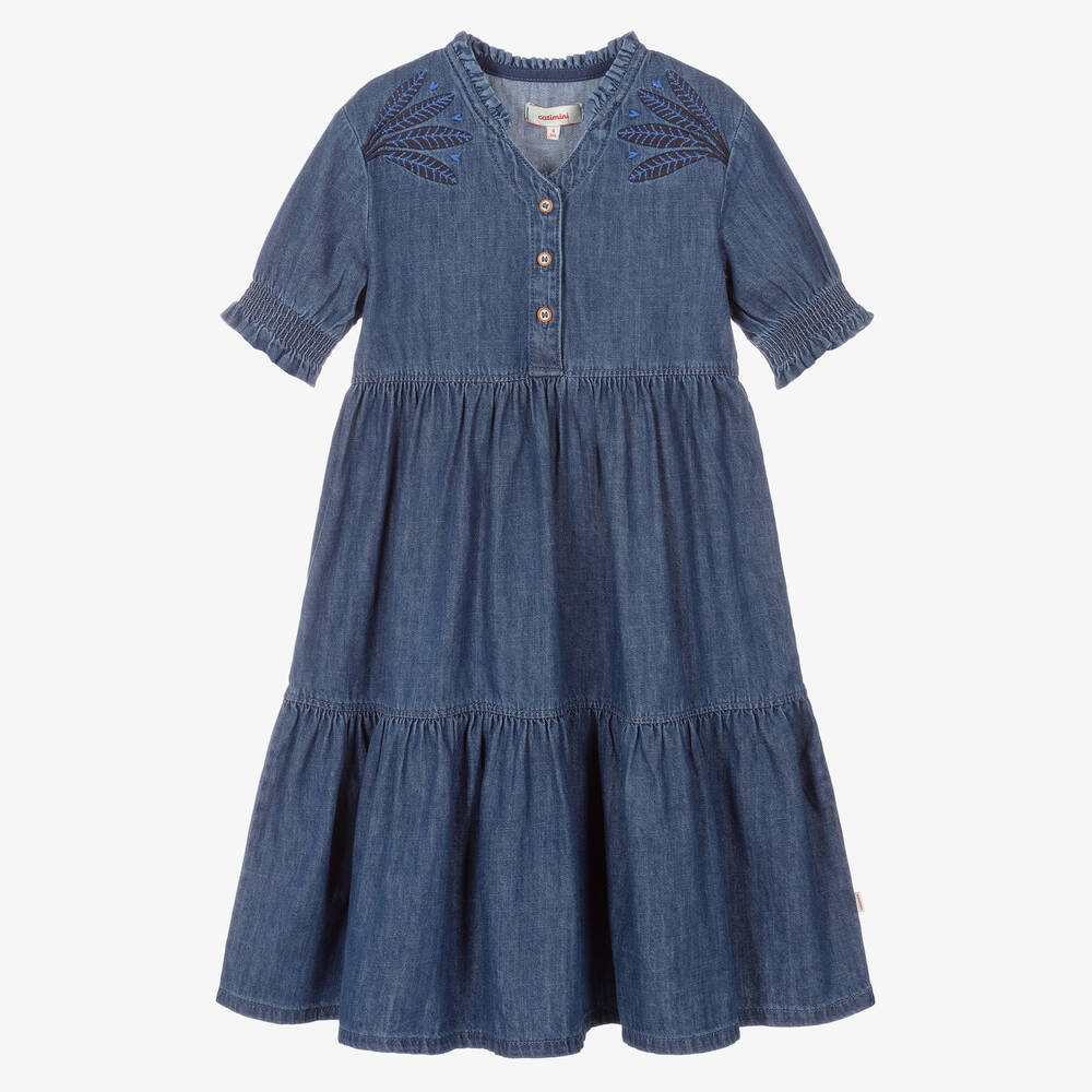 Catimini - Girls Blue Denim Dress | Childrensalon