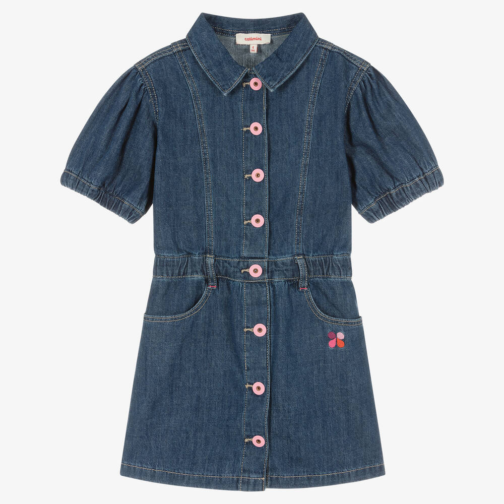 Catimini - Girls Blue Denim Dress  | Childrensalon