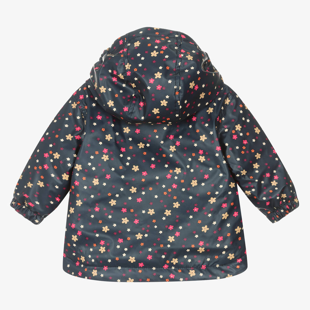 Catimini-Синяя куртка с капюшоном в цветочек | Childrensalon Outlet