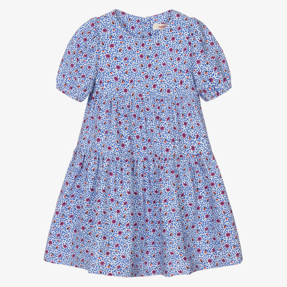 Catimini - Girls Blue Floral Print Dress | Childrensalon