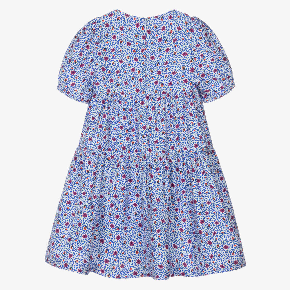 Catimini-Girls Blue Floral Print Dress | Childrensalon Outlet