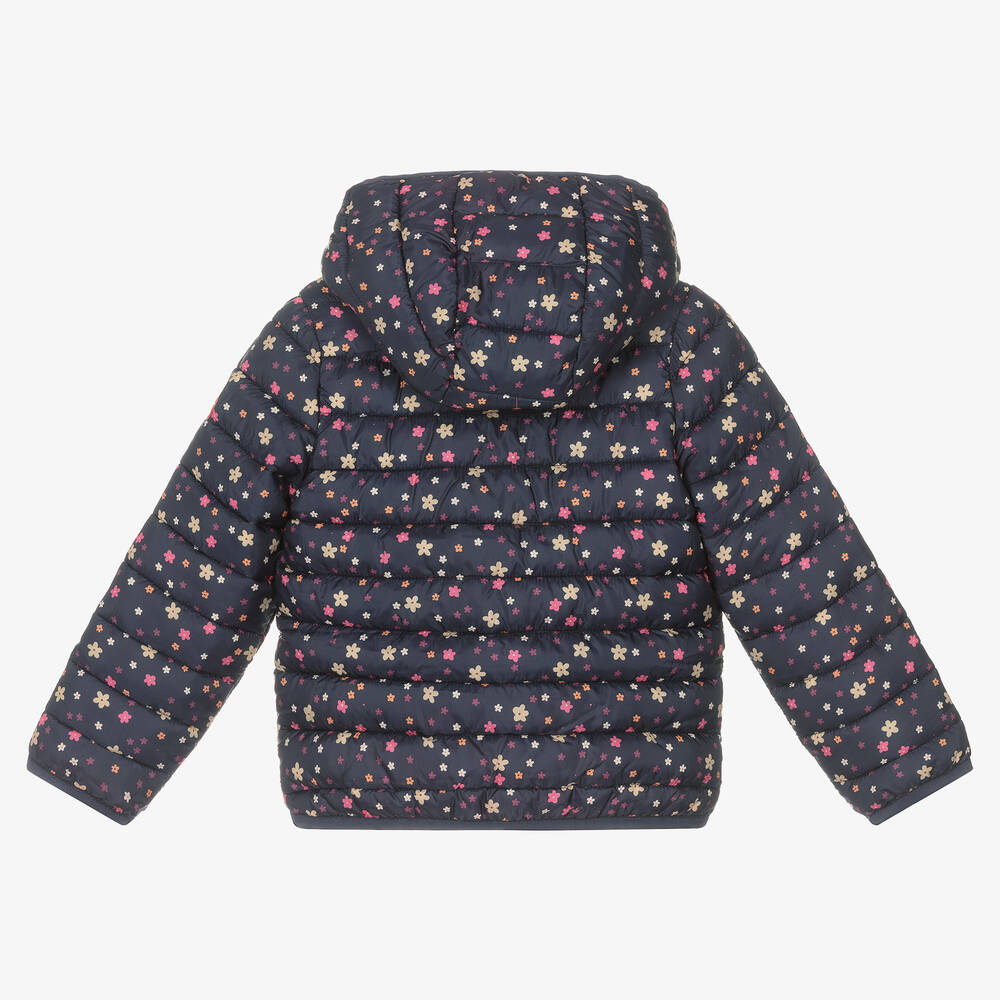 Catimini-Girls Blue Floral Puffer Jacket | Childrensalon Outlet