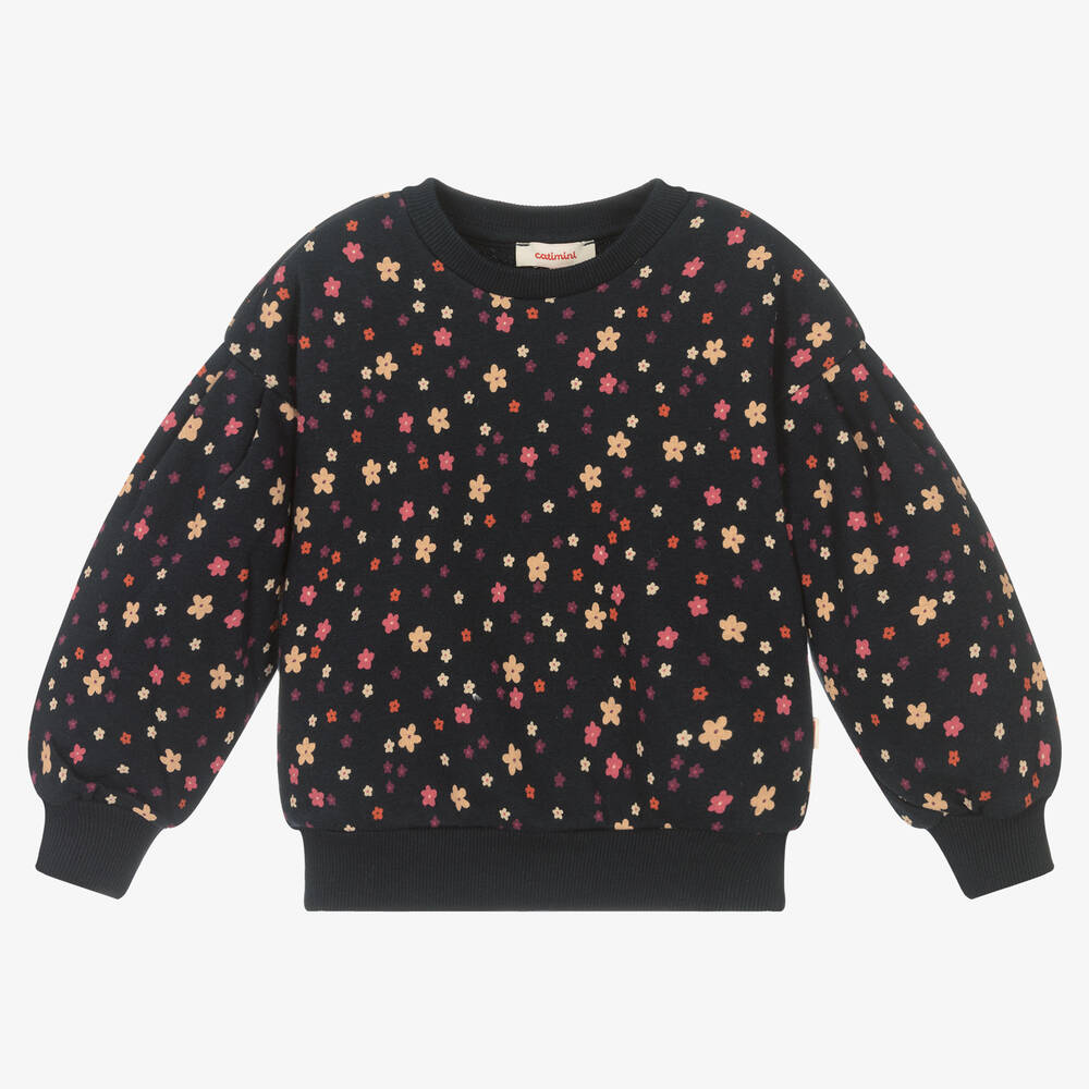 Catimini - Blaues Sweatshirt mit Blumen (M) | Childrensalon