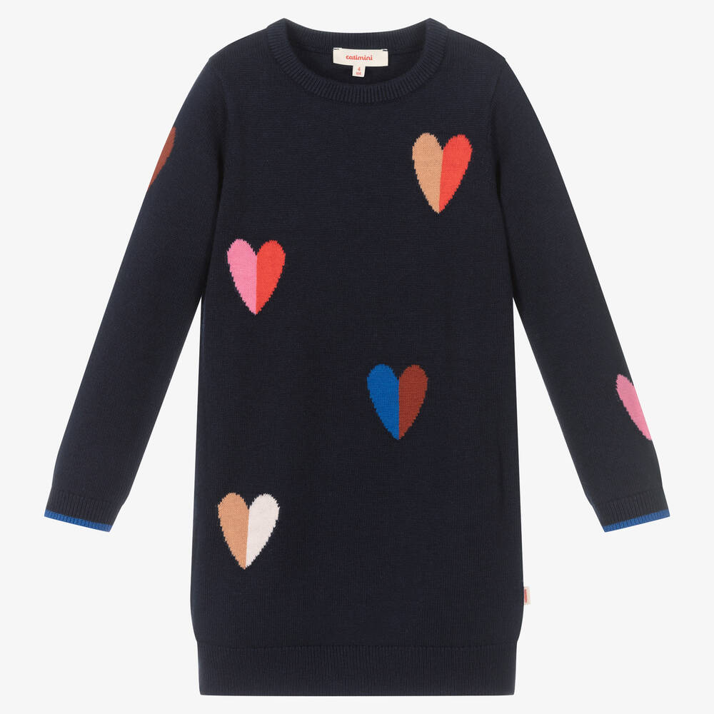 Catimini - Girls Blue Knit Sweater Dress | Childrensalon