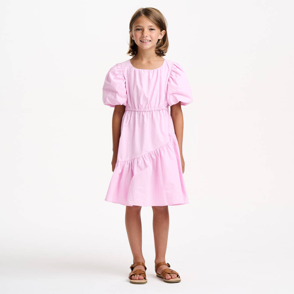 Catimini-Girls Blush Cotton Puff Dress | Childrensalon Outlet