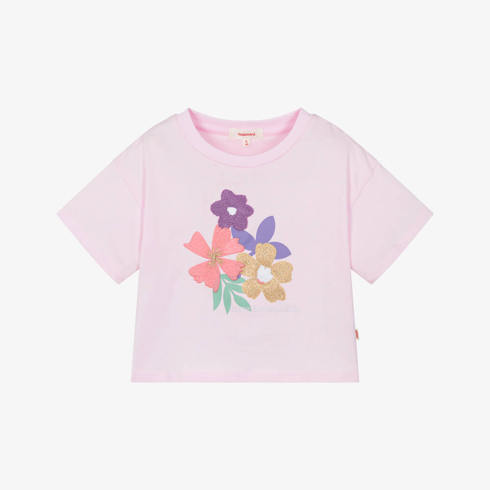 Catimini-Girls Cotton Blossom Tee in Pink | Childrensalon Outlet