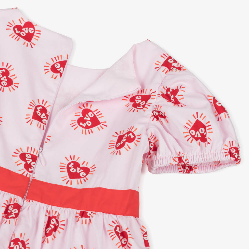 Catimini-Girls Cotton Dress with Pink Hearts | Childrensalon Outlet