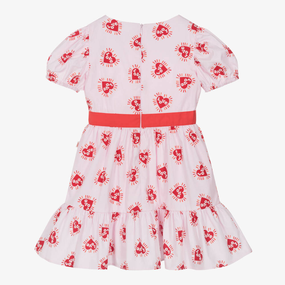 Catimini-Girls Cotton Dress with Pink Hearts | Childrensalon Outlet