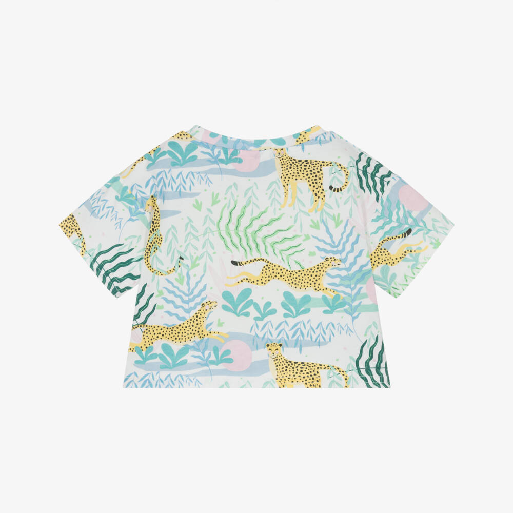Catimini-Футболка из хлопка для девочек в джунглевом зеленом цвете | Childrensalon Outlet