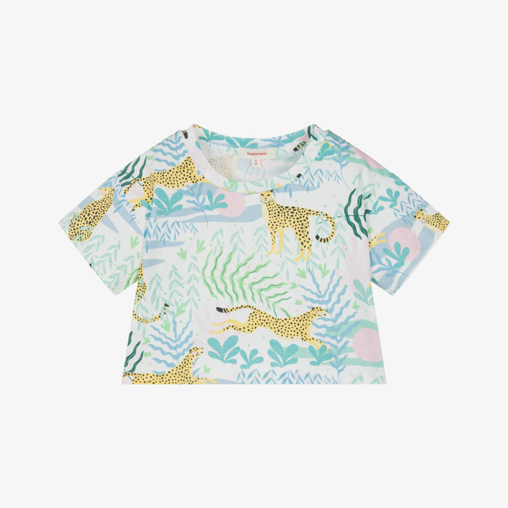 Catimini-Футболка из хлопка для девочек в джунглевом зеленом цвете | Childrensalon Outlet