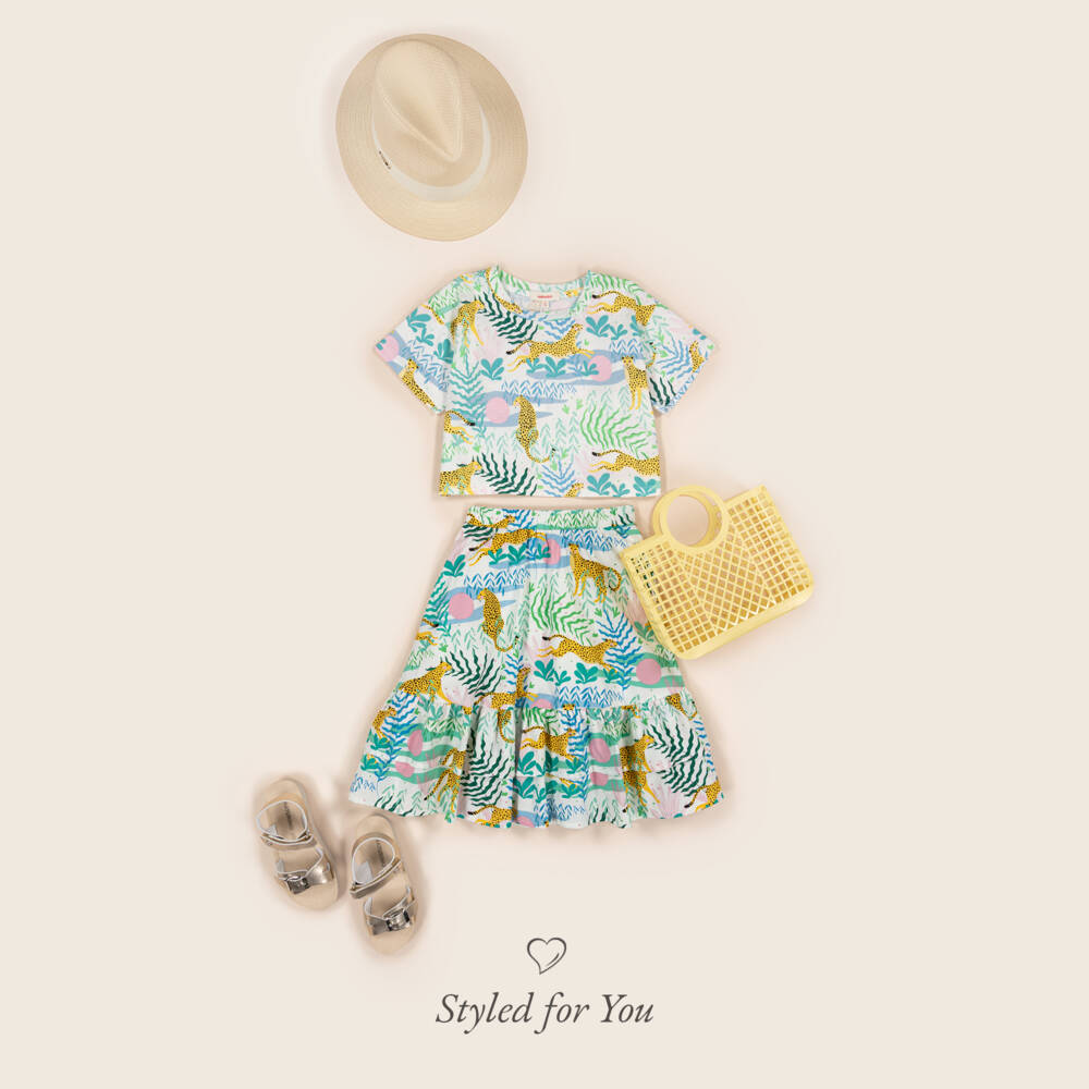 Catimini-Футболка из хлопка для девочек в джунглевом зеленом цвете | Childrensalon Outlet