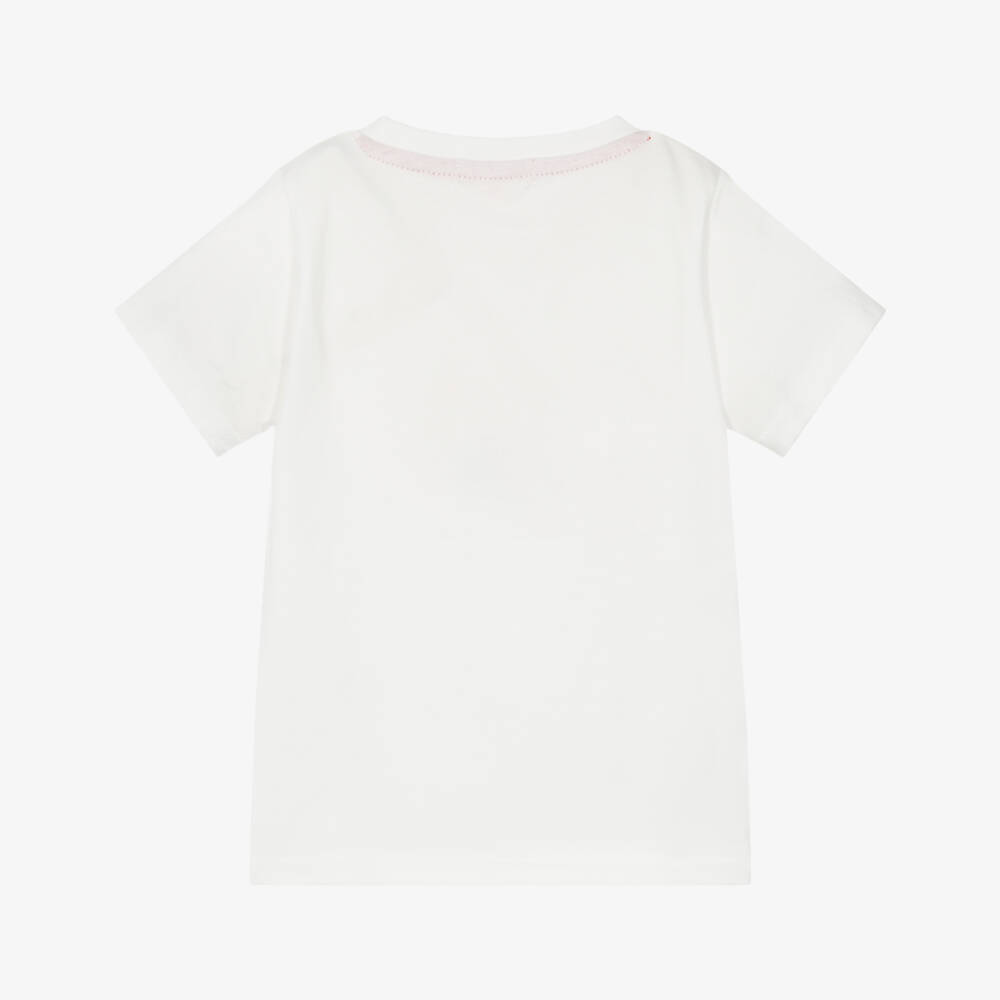 Catimini-Girls Cream Blossom Cotton Tee | Childrensalon Outlet
