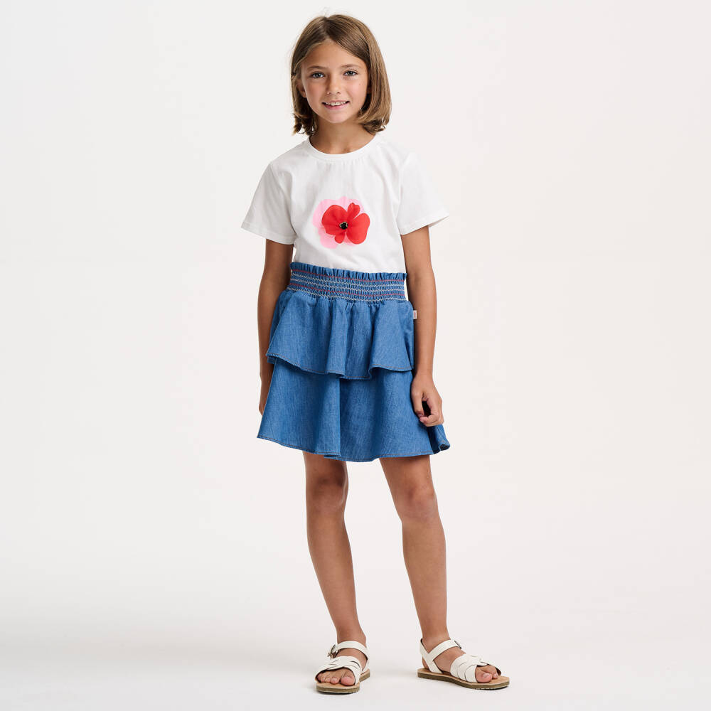 Catimini-Girls Cream Blossom Cotton Tee | Childrensalon Outlet