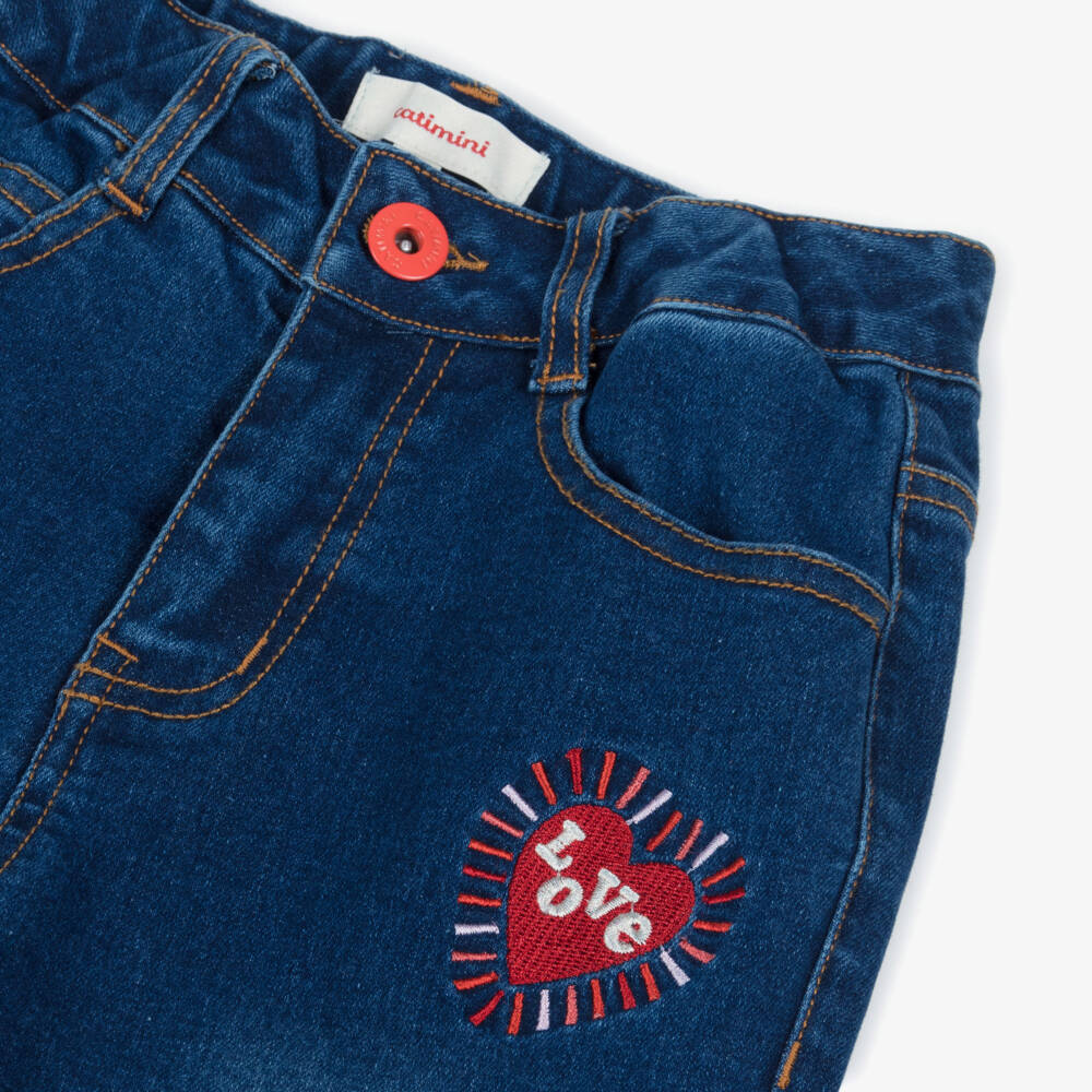 Catimini-Джинсы из денима с вышивкой в виде сердца для девочек | Childrensalon Outlet