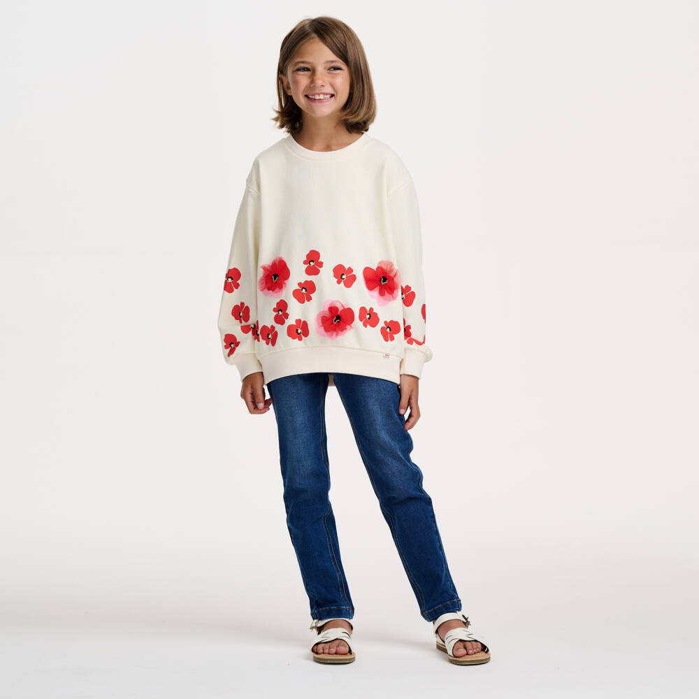 Catimini-Джинсы из денима с вышивкой в виде сердца для девочек | Childrensalon Outlet