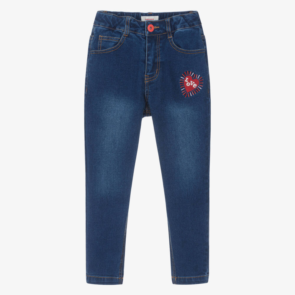 Catimini-Girls Denim Jeans with Heart Embroidery | Childrensalon Outlet