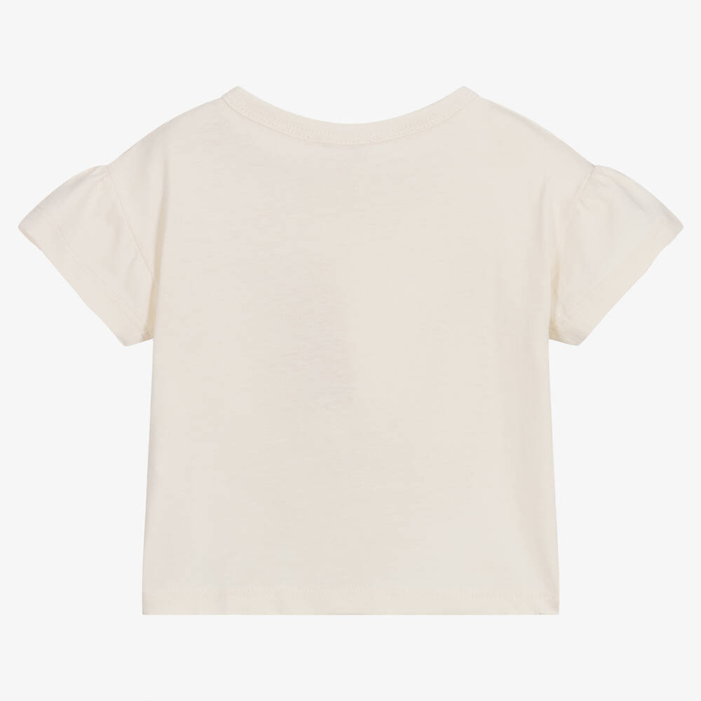 Catimini-Кремовая хлопковая футболка с клубникой | Childrensalon Outlet