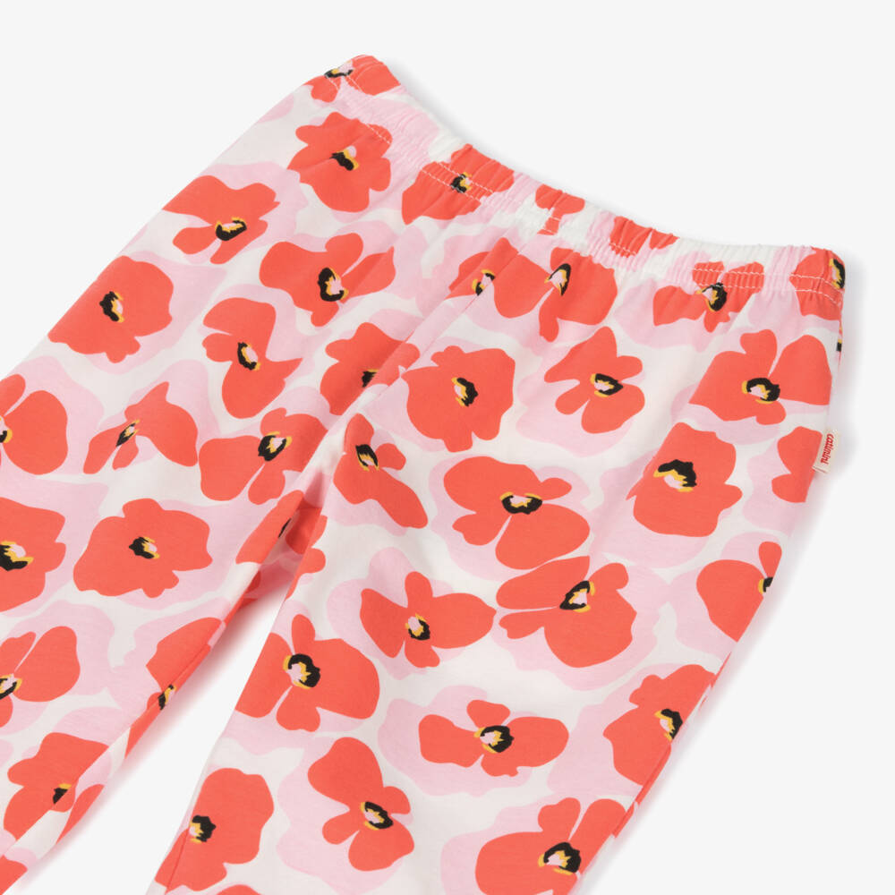Catimini-Girls Floral Pink Jersey Leggings | Childrensalon Outlet