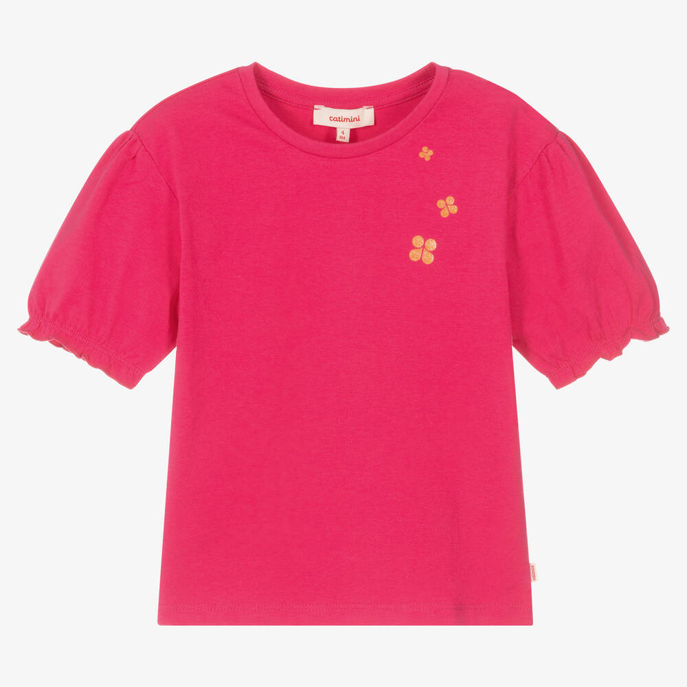 Catimini - Хлопковая футболка цвета фуксии для девочек | Childrensalon