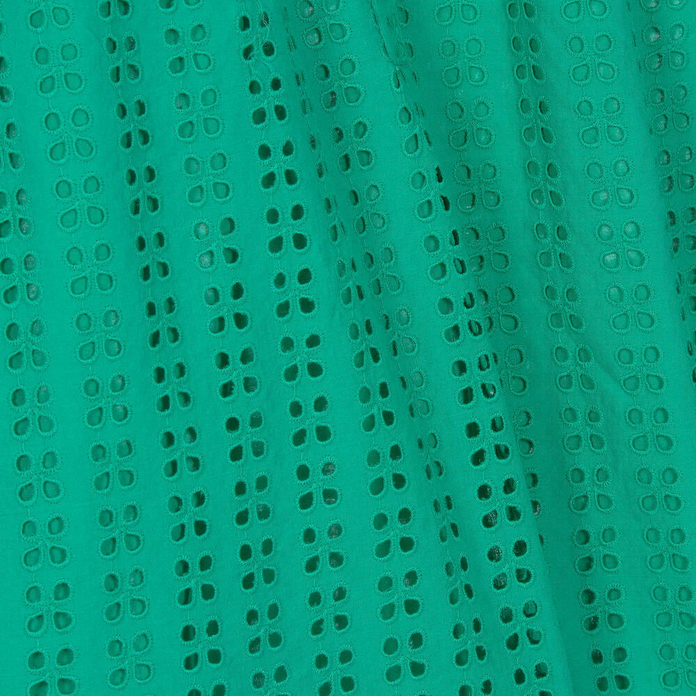 Catimini-Girls Green Cotton Cut Work Dress | Childrensalon Outlet