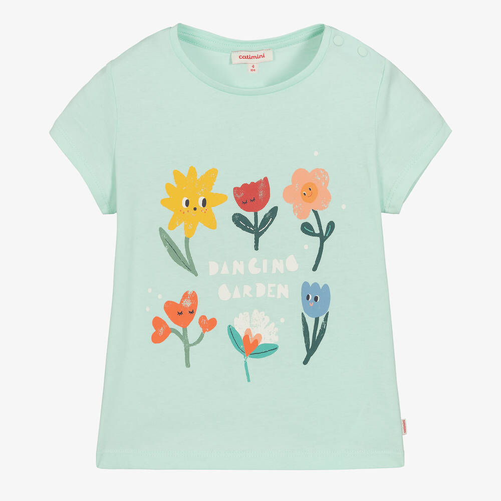 Catimini-Girls Green Cotton T-Shirt | Childrensalon Outlet