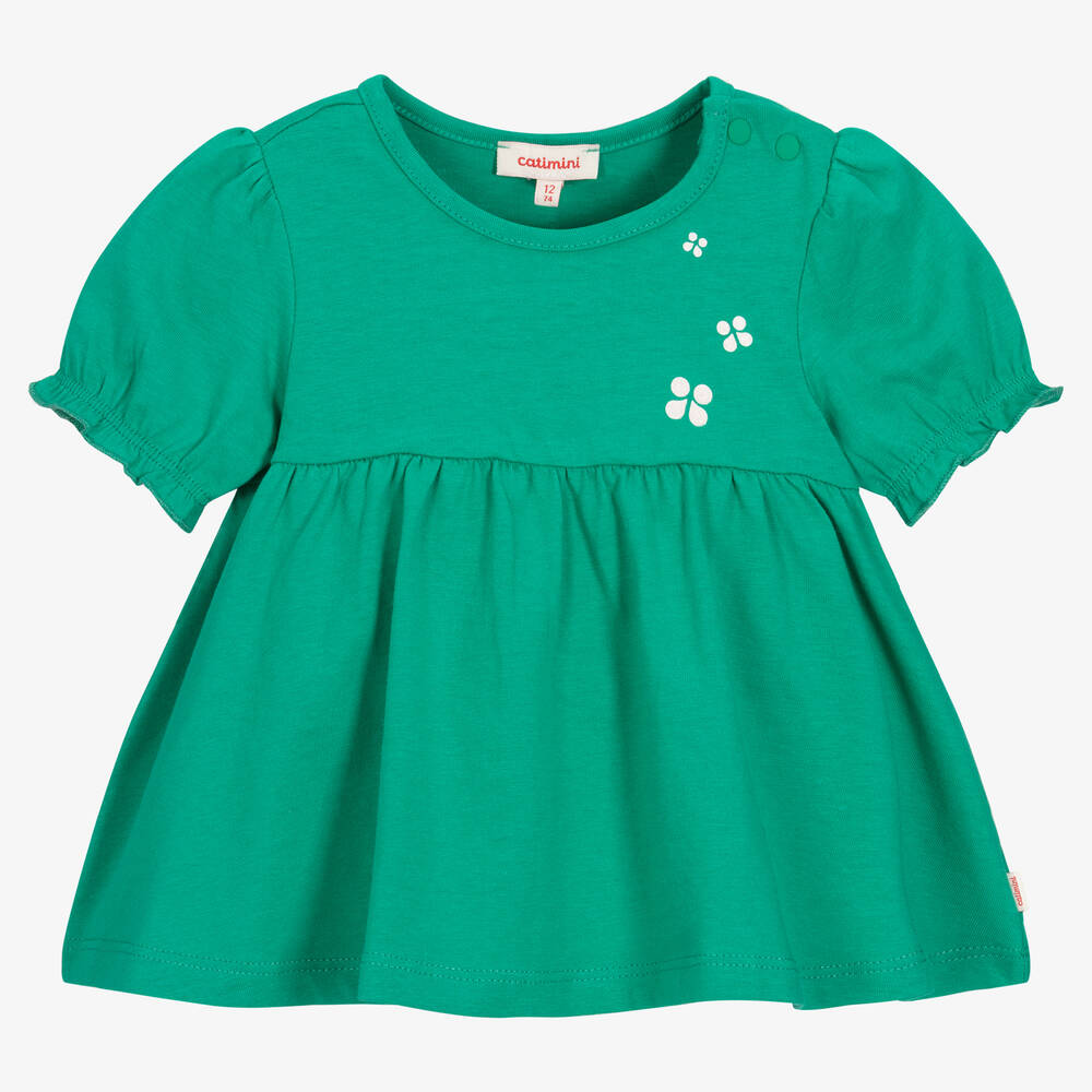 Catimini - Grünes Baumwoll-T-Shirt für Mädchen | Childrensalon