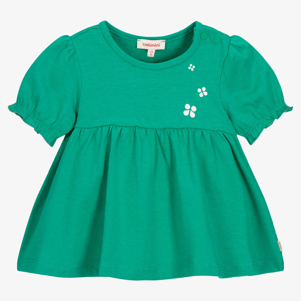 Catimini - Girls Green Cotton T-Shirt | Childrensalon