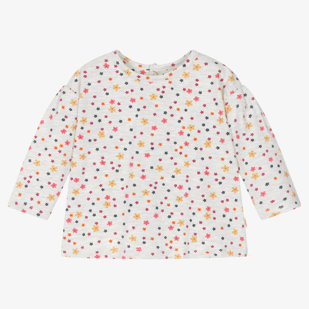 Catimini-Girls Grey Cotton Floral Top | Childrensalon Outlet