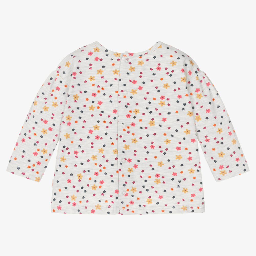 Catimini-Серый хлопковый топ в цветочек | Childrensalon Outlet