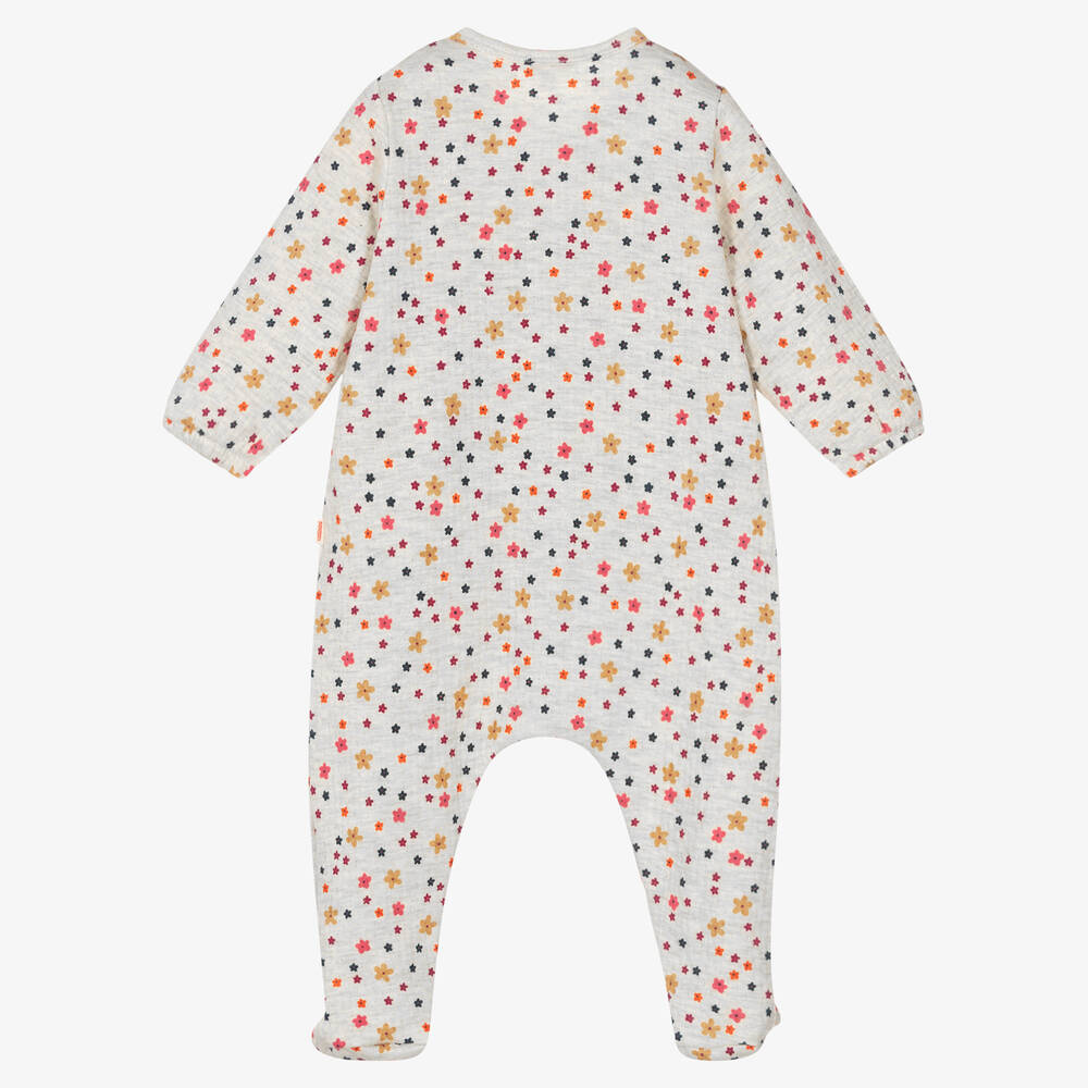 Catimini-Girls Grey Floral Babygrow | Childrensalon Outlet