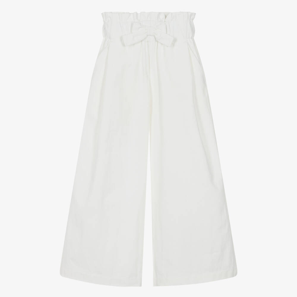 Catimini-Girls Ivory Cotton Breezy Trousers | Childrensalon Outlet