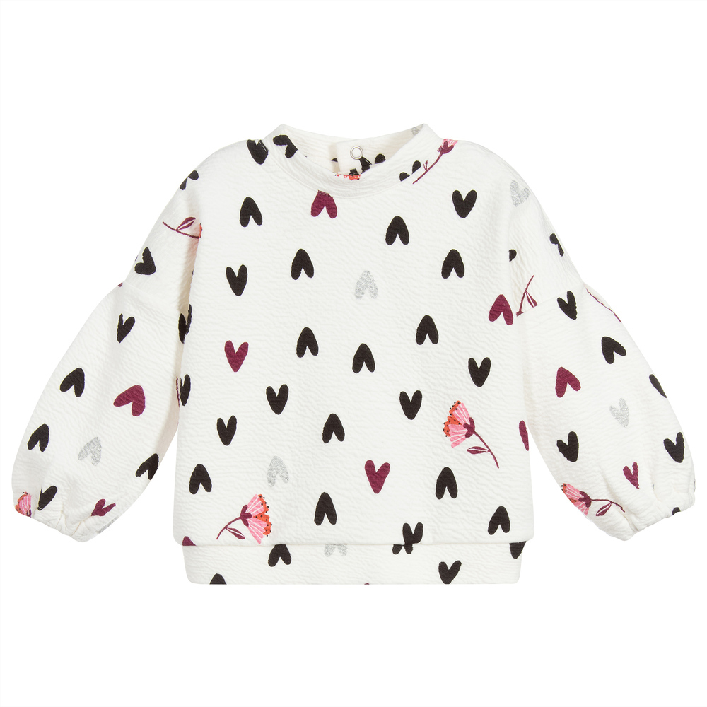 Catimini - Girls Ivory Cotton Sweatshirt | Childrensalon