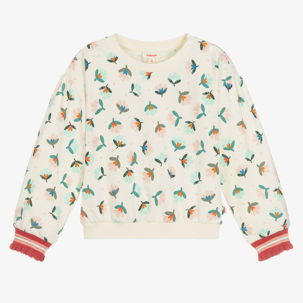 Catimini - Girls Ivory Cotton Sweatshirt | Childrensalon