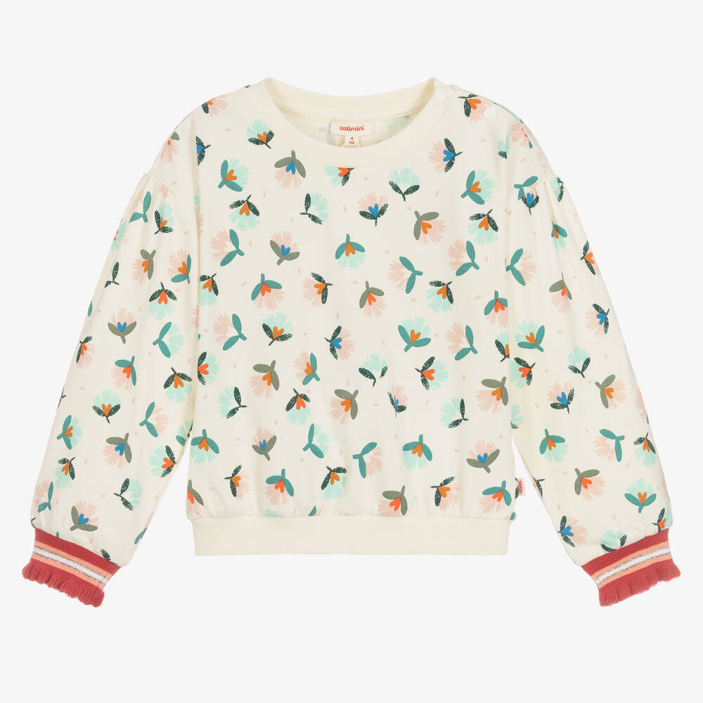 Catimini - Sweat ivoire en coton Fille | Childrensalon