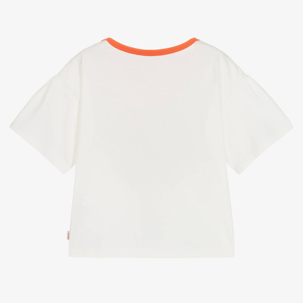 Catimini-Кремовая хлопковая футболка для девочек | Childrensalon Outlet
