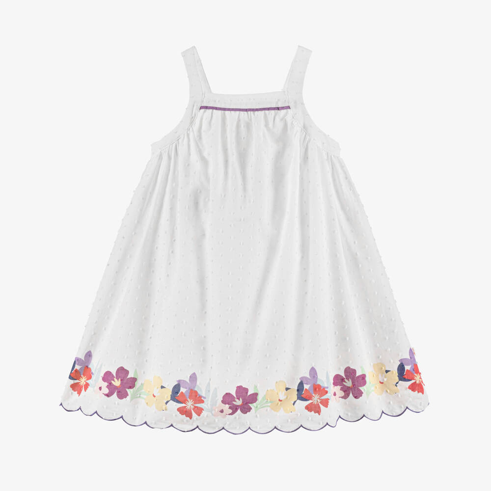 Catimini-Girls Ivory Floral Cotton Dress | Childrensalon Outlet