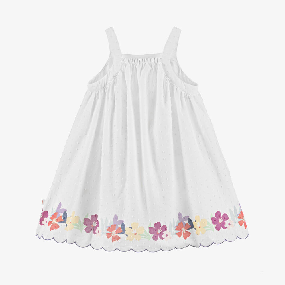 Catimini-Кремовое хлопковое платье с цветочным узором для девочек | Childrensalon Outlet