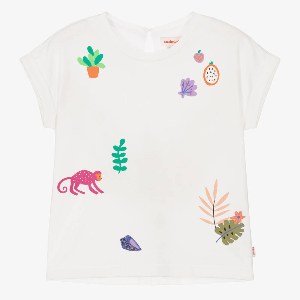 Catimini - Girls Ivory Jersey T-Shirt | Childrensalon