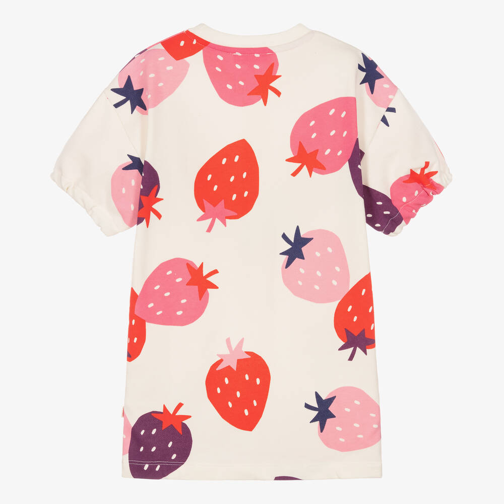 Catimini-Girls Ivory & Pink Cotton Strawberry Dress | Childrensalon Outlet